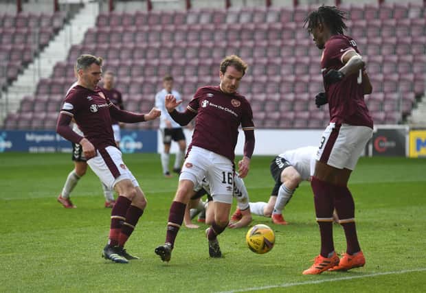 All the action from Hearts v Ayr in the Championship. Picture: SNS