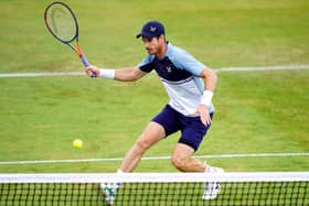 Andy Murray in action during his round of 32 singles match on day two of the Surbiton Trophy at Surbiton Racket and Fitness Club.