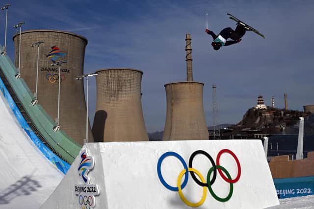 Britain's Kirsty Muir competes in the freestyle skiing women's freeski big air qualification run during the Beijing 2022 Winter Olympic Games at the Big Air Shougang in Beijing