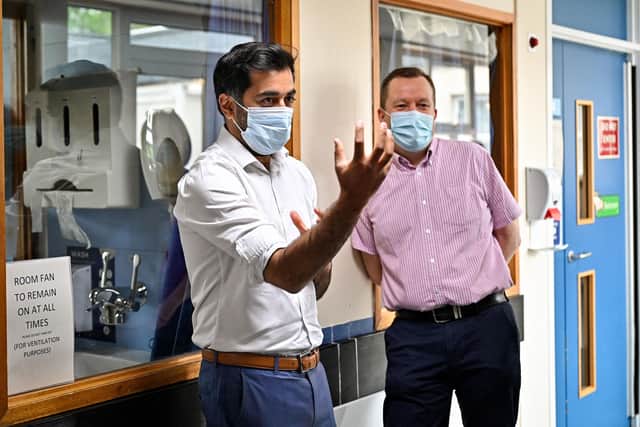 Health secretary Humza Yousaf (left) with Scotland's clinical director Jason Leitch. Picture: Jeff J Mitchell/pool/AFP via Getty Images