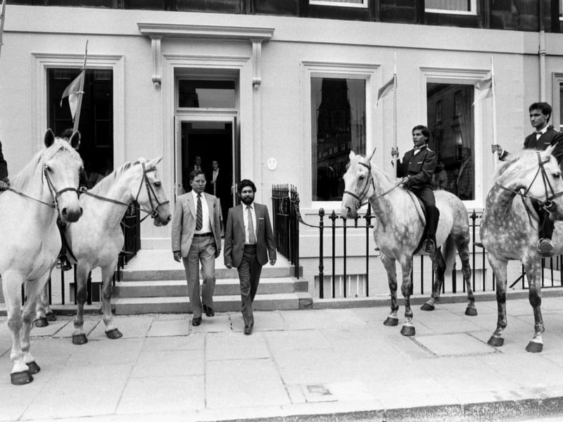 The proprietors of The Indian Cavalry Club, a new Indian restaurant in Atholl Place Edinburgh, opened it with a guard of honour on horseback in July 1980.