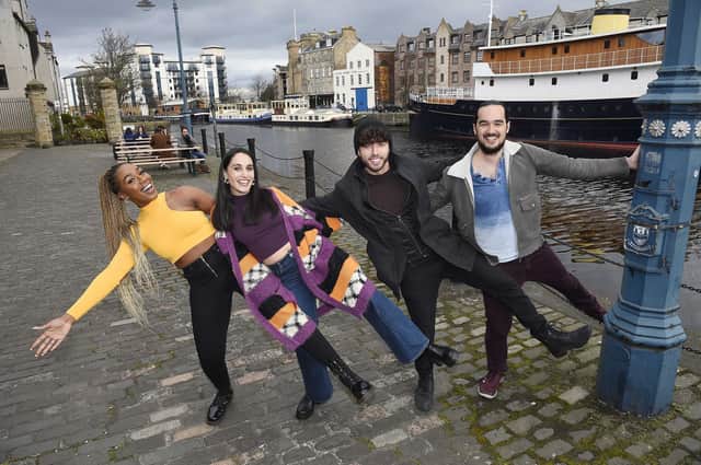 Rhine Drummond, Blythe Jandoo, Keith Jack, Connor Going were among the cast of Sunshine On Leith, which was brought to halt at the King's Theatre in Edinburgh this week due to cases of Covid. Picture: Greg Macvean