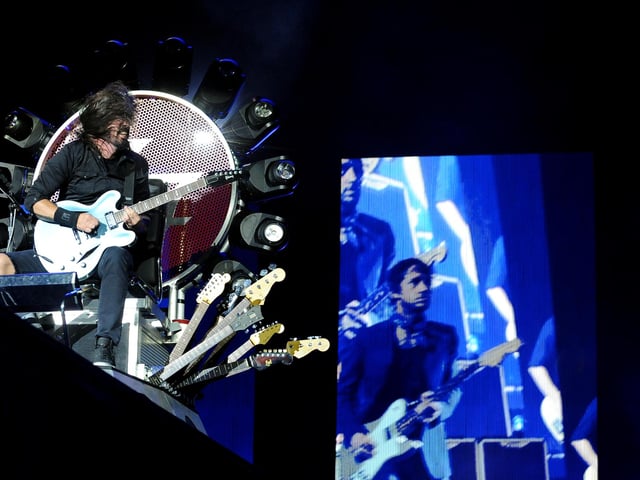 “I knew you’d be the f****** loudest crowd of this tour,” Grohl roared, his mobile buggy snailing up the stage catwalk at Murrayfield. Photo: Lisa Ferguson