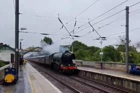 The Flying Scotsman made its way through Prestonpans at 7.50pm on Thursday evening (Photo: Ross Clark).