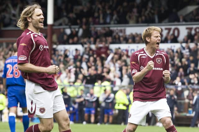Robbie Neilson and Michael Stewart during their playing days at Hearts. Picture: SNS