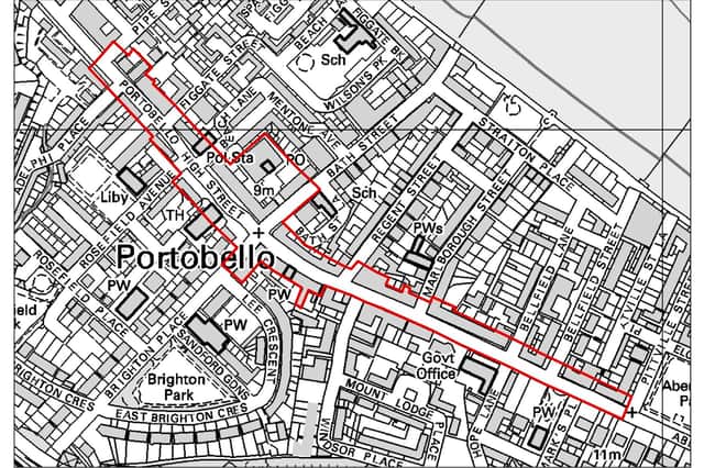 Proposed area for banning on-street parking in Portobello