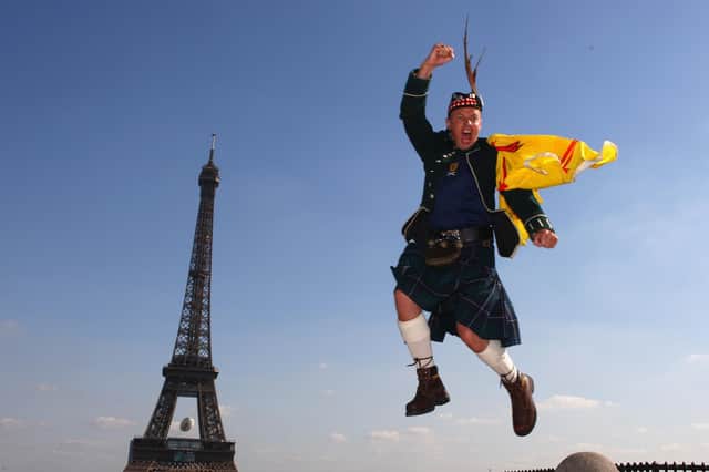 A Scotland fan enjoys himself during a trip to Paris (Picture: Michael Steele/Getty Images)