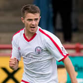 Matthew Knox in action for Brechin City during a Betfred Cup group match against Ross County in 2019