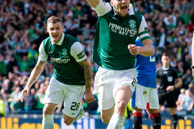 Gray celebrates his winning goal in the 2016 Scottish Cup final against Rangers. "I'm not sure it's really sunk in yet."