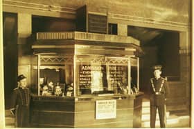 Old picture of ticket booth in the DOMINION CINEMA, Morningside, Edinburgh. 