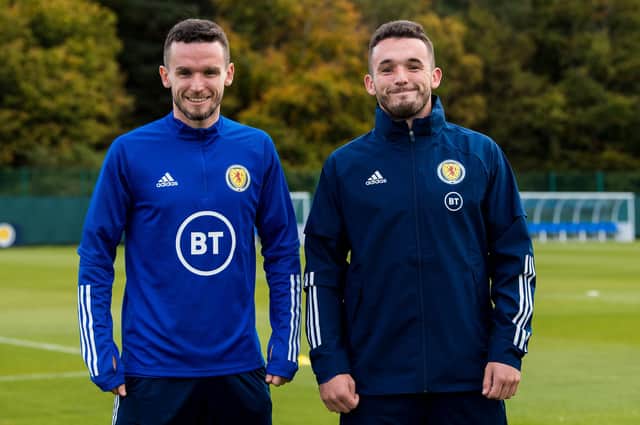 John and Paul McGinn picture during a Scotland training session at the Oriam