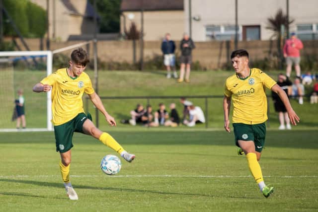 Oscar, left, and Jacob MacIntyre in action for the Hibs development side against Preston Athletic. Picture: Maurice Dougan