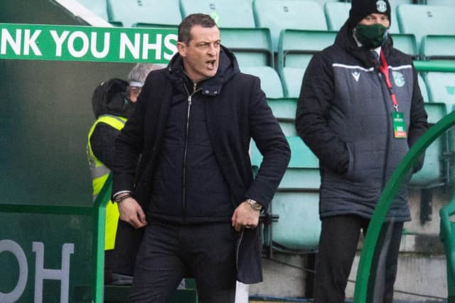 Hibs manager Jack Ross is far from happy with the way his team have performed in the past couple of matches. Photo by Ross MacDonald / SNS Group