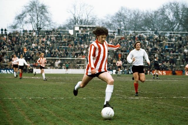 Bobby Kerr prepares to shoot during a Division Two match against Bolton Wanderers and Sunderland at Burnden Park on 31st  March, 1975.