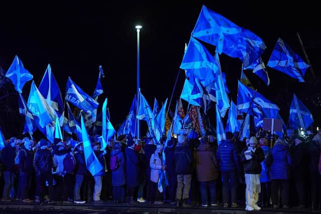 Independence supporters protest against the ruling at Holyrood