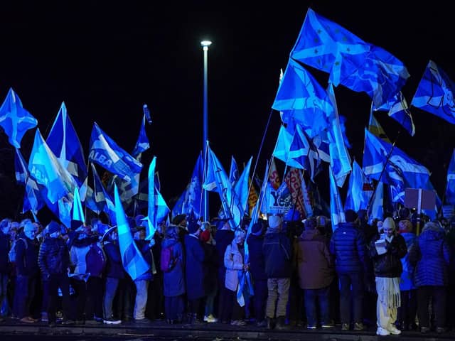 Independence supporters protest against the ruling at Holyrood