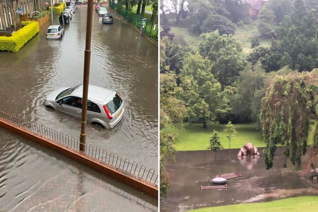 Edinburgh streets, parks, homes and businesses were flooded with water after the extreme rainfall
