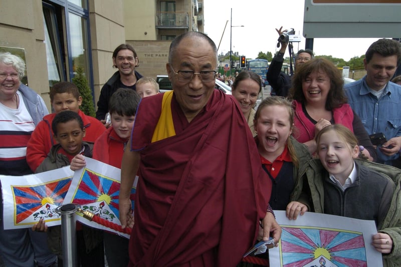 His Holiness the 14th Dalai Lama of Tibet leaves the MacDonald Holyrood Hotel and greets children from the Royal Mile Primary School. Many of our readers spotted him during his trip to the Capital in 2012.