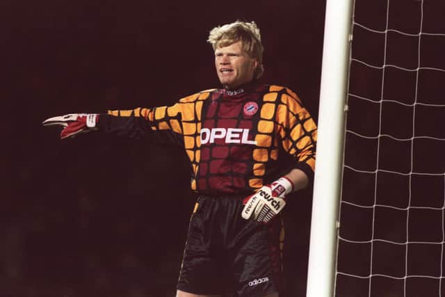 Oliver Kahn of Bayern Munich in action during the second round of the UEFA Cup against Raith on October 17, 1995. Pic: Mike Cooper/ALLSPORT