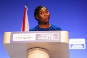 Conservative Party leader, Kemi Badenoch speaking during the Conservative Party conference in Birmingham