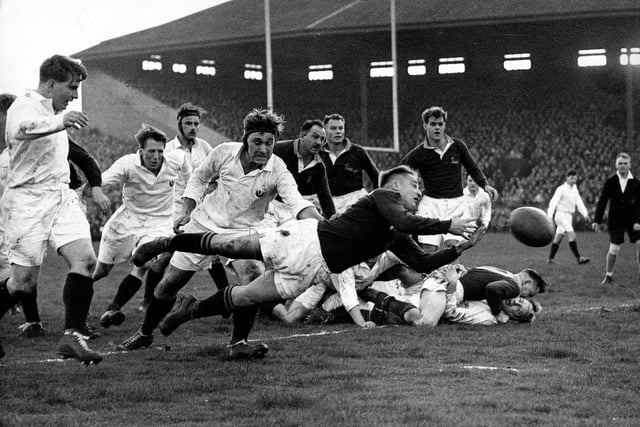 Evening News photographer Stanley Warburton gained 3rd prize in the sports section of the 'Encyclopaedia Brittanica'  British Press Picures of the Year competition, with this picture taken during the South Africa game with Scotland at Murrayfield, November 24 1951.