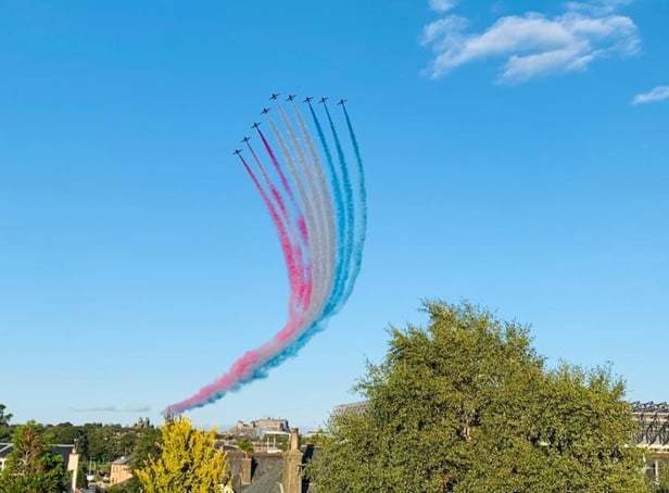 The Red Arrows in Edinburgh this evening. Pic: Laura Cheyne.