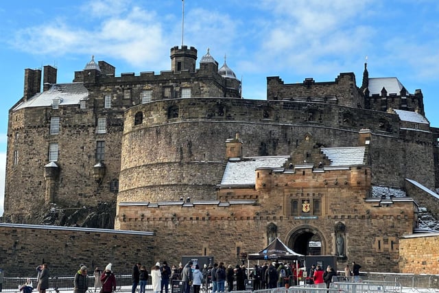 The historic castle was coated with a sprinkling of snow this morning.