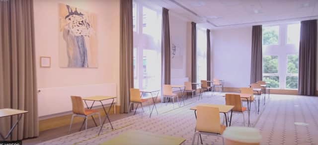 A video created by the university shows how the dining area is set up - like an exam hall (Pic: University of Edinburgh)