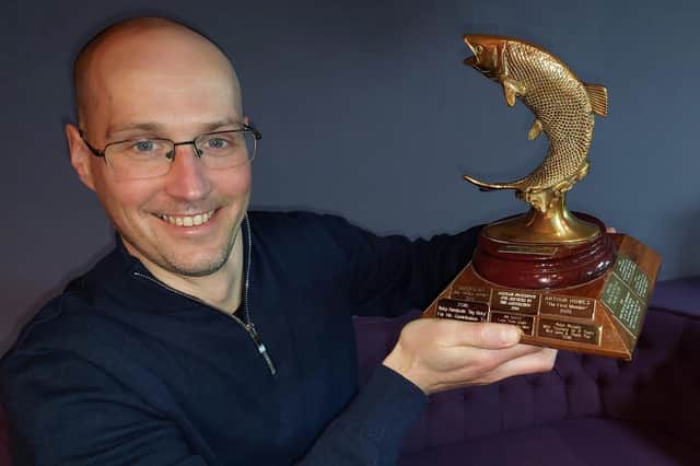 Steven Oliver with the Chairman's Trophy at Malleny Angling. Pictur:e Nigel Duncan