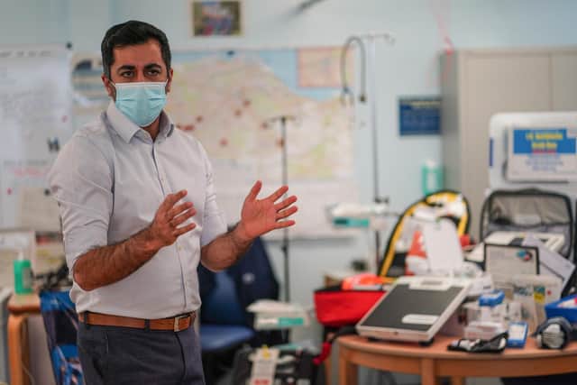 Health secretary Humza Yousaf is seen during a visit at Liberton Hospital. Picture: Peter Summers/Getty Images