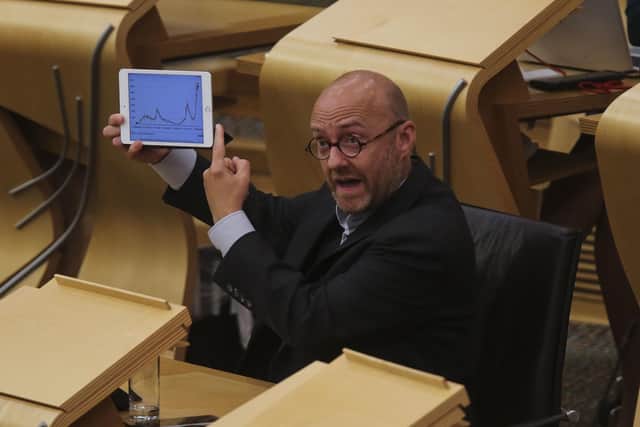 Scottish Green Party co-leader Patrick Harvie during a debate concerning vaccine certification at the Scottish Parliament in Holyrood