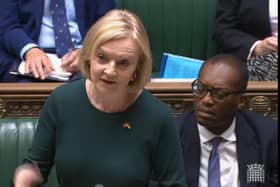 Prime Minister Liz Truss speaking in the House of Commons to set out her energy plan to shield households and businesses from soaring energy bills. PIC: House of Commons/PA Wire.