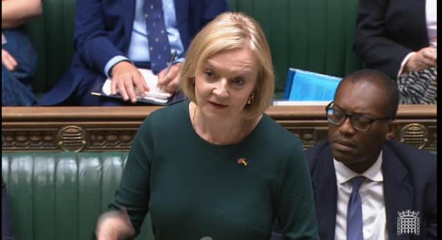 Prime Minister Liz Truss speaking in the House of Commons to set out her energy plan to shield households and businesses from soaring energy bills. PIC: House of Commons/PA Wire.