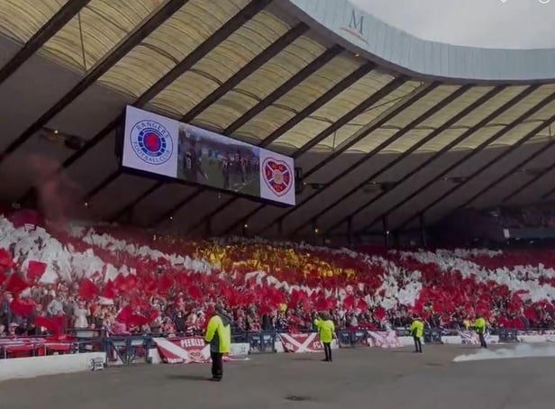 This was the scene that greeted Hearts players to the pitch.