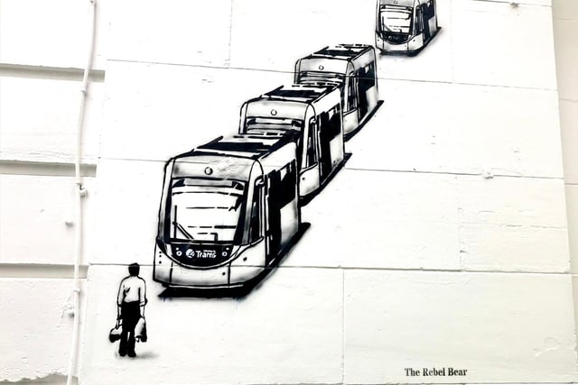 This artwork by divided opinions when it emerged on Jane Street last year. The graffiti shows a man standing in front of a line of Edinburgh trams in protest with a clear visual comparison to the Tiananmen Square protests in 1989. Though some thought the artwork represented the feelings some had over the disruption of the project, others believed comparing the project to an infamous massacre was in bad taste.