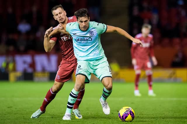 Joe Newell in action during Hibs' last game against Aberdeen, a 4-1 defeat in November. Picture: SNS