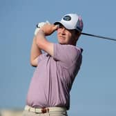 Bob Macintyre tees off the 15th hole during the third round of the Omega Dubai Desert Classic at Emirates Golf Club. Picture: Andrew Redington/Getty Images.