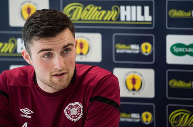 EDINBURGH, SCOTLAND - FEBRUARY 27: John Souttar is pictured during a Hearts weekly media access, at the Oriam, on February 27, 2020 in Edinburgh, Scotland. (Photo by Paul Devlin / SNS Group)