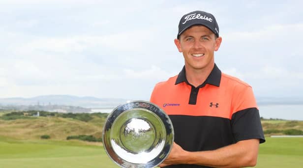 Grant Forrest poses with the trophy following his victory in last year's Hero Open at Fairmont St Andrews. Picture: Andrew Redington/Getty Images.