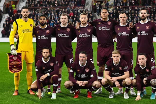 Hearts line up before their tie with RFS at Tynecastle. Picture: Paul Devlin / SNS