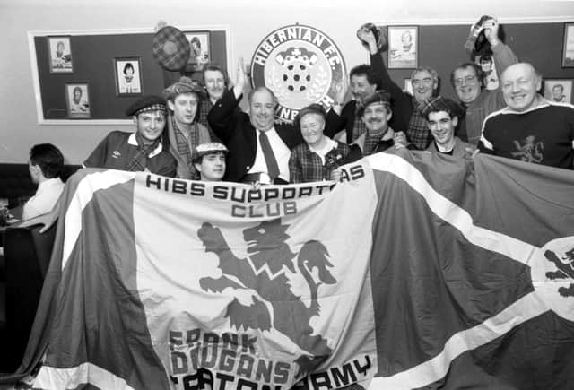 Members of Hibs Supporters Club ready to leave Edinburgh for Cyprus in February 1988.