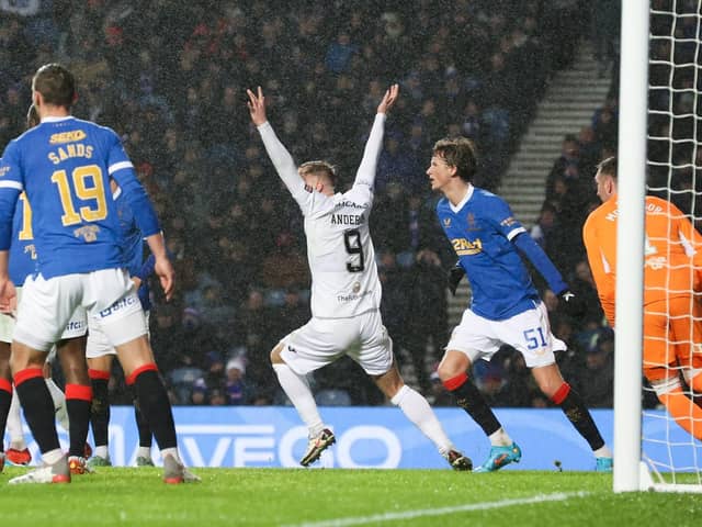 Livingston wanted a penalty at Ibrox for a potential handball incident.