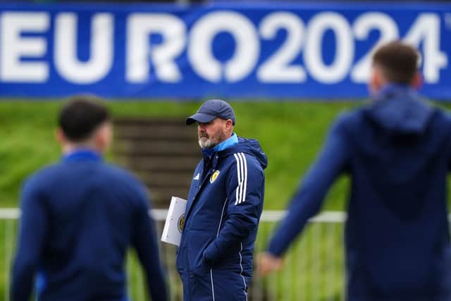 Scotland manager Steve Clarke at a training session in Germany. Politics will take second place to football for the next three weeks.
