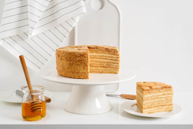 Layered honey cake, medovik. Pic: Getty