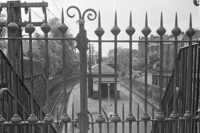 Locked gates at the old Newington railway station in June 1966.  Photo: Joe Steele.