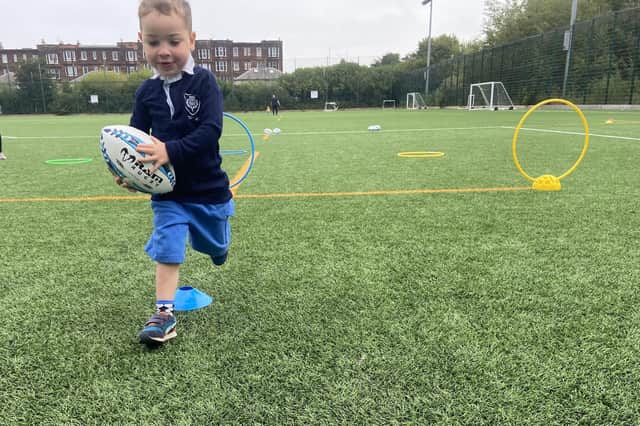 Hayley Matthews' youngest son takes part in training at Little Leithers Rugby