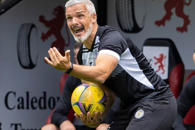 Jim Goodwin saw his team lose 2-1 to Hearts.