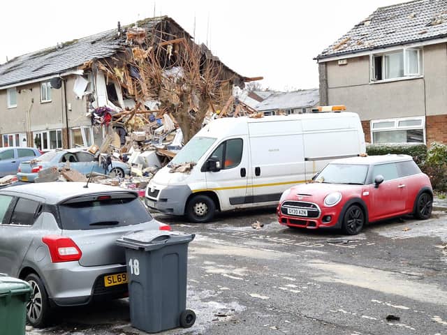 The scene at Baberton Mains Avenue the morning after the explosion on Friday, December 1.