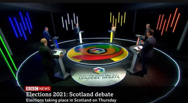 Scottish party leaders debate the Covid recovery on the election's final TV debate. Picture: BBC Scotland