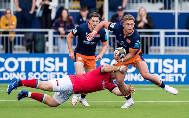 Charlie Savala tries to spark an attack for Edinburgh in the pre-season match against Newcastle Falcons. Picture: Ross Parker/SNS